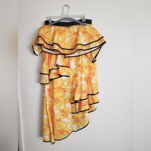 Floral Yellow Ruffle Skirt Set